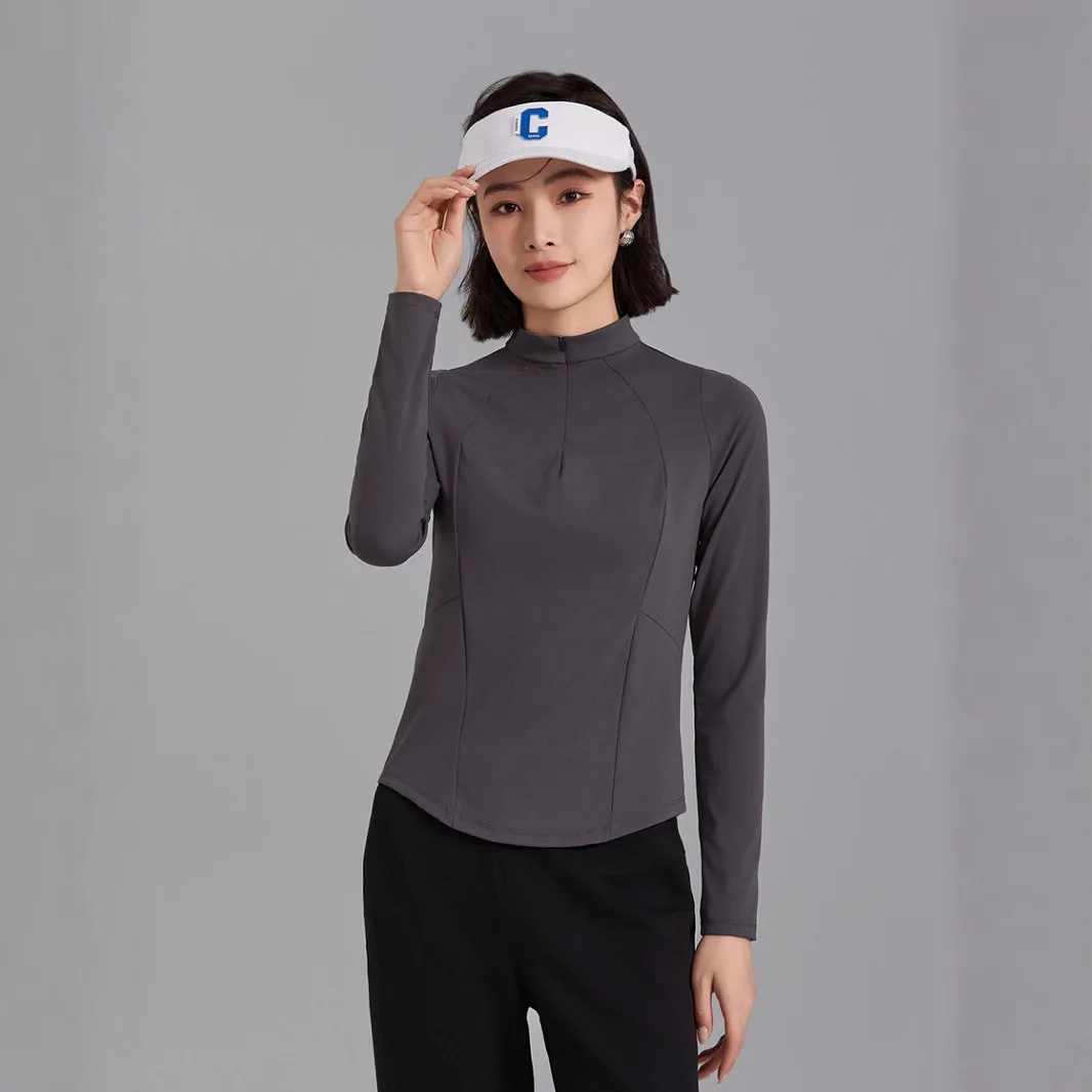 Nuovo comodo lungo Sve f Zip Fitn Yoga Abbigliamento interno Top dimagrante strato base irt per abbigliamento casual primavera autunno