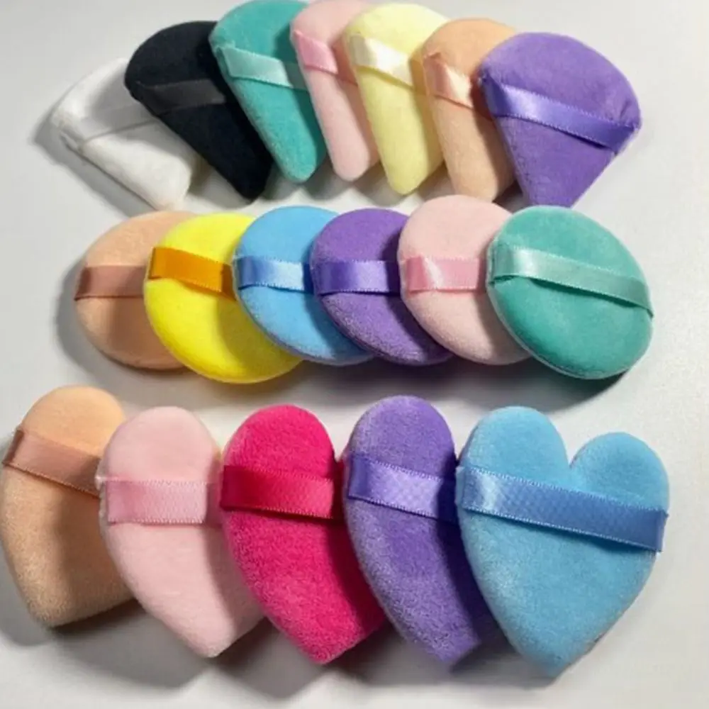 5 szt. Serduszka/Okrągłe Zmywalne Sektorowe Poduszeczki na Palce Wielokolorowe Wielokrotnego Użytku Mieszane Gąbki Kosmetyczne Aksamitne Do Użytku na Sucho i Mokro