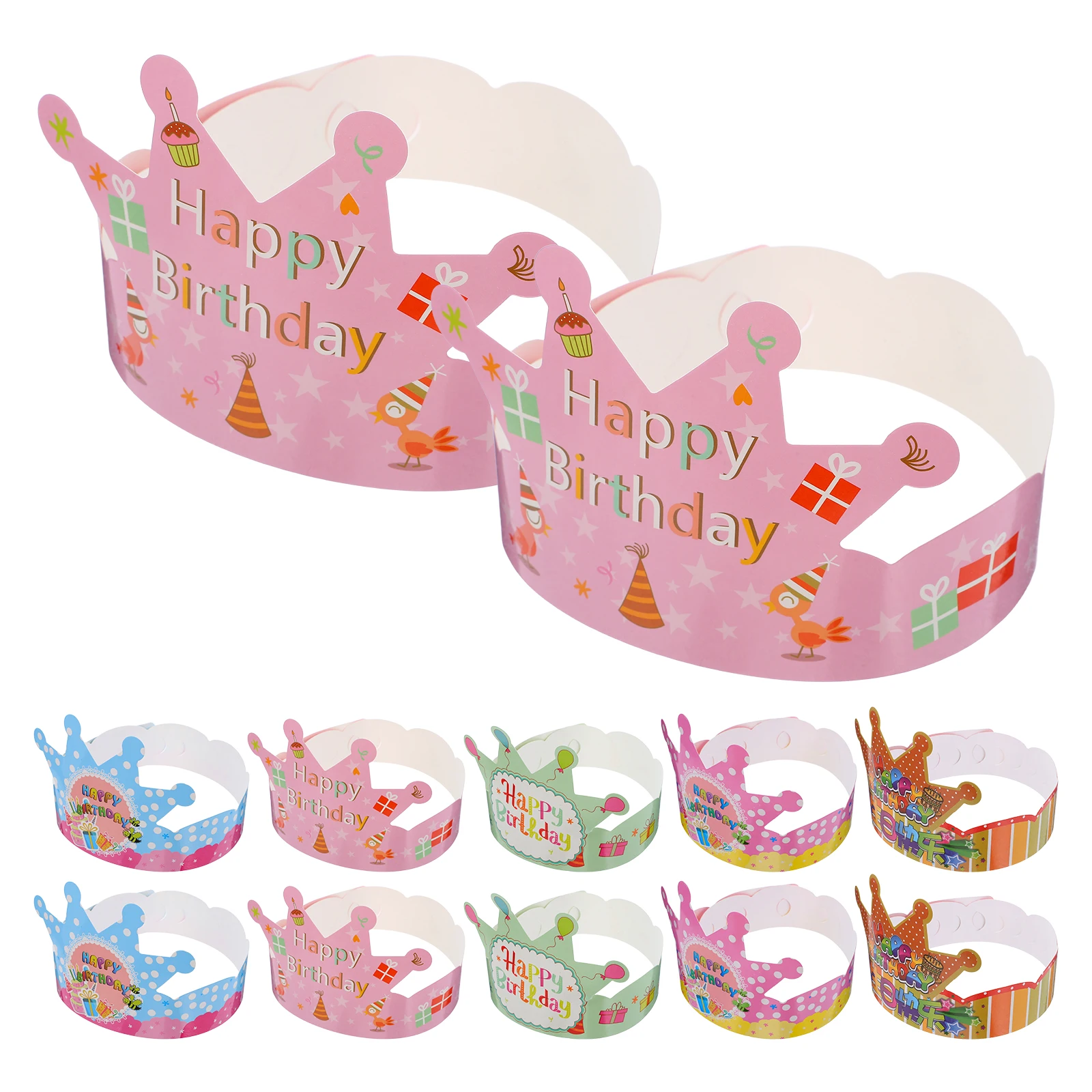 

100pcs Paper Crown Hats Birthday Decorations Kids Party Crowns Universal Design Comfortable Joyful Photos Cartoon Theme