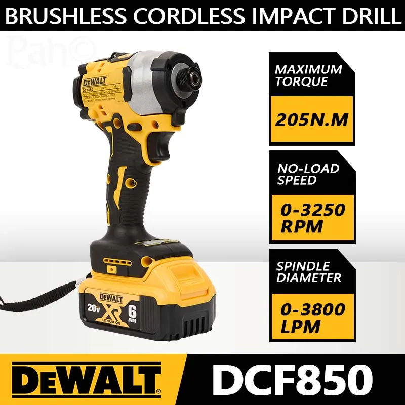 DEWALT DCF850 Impact Driver Electric Driver 20V Lithium Battery Brushless battery screwdrivers High Torque tools 공구