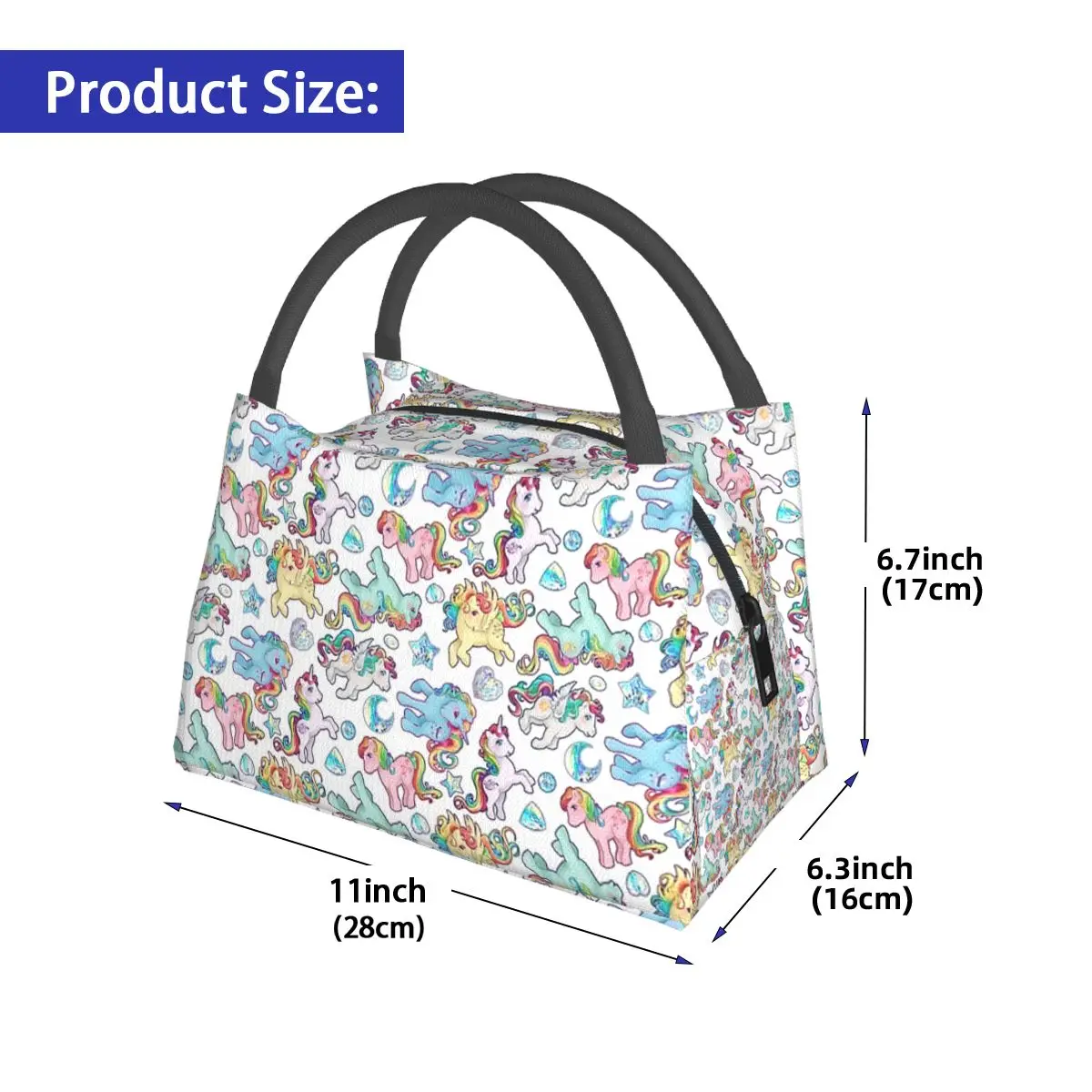 Rainbow Ponys G1 Lunch Bags Insulated Bento Box Resuable Lunch Tote Picnic Bags Cooler Thermal Bag for Woman Girl Travel