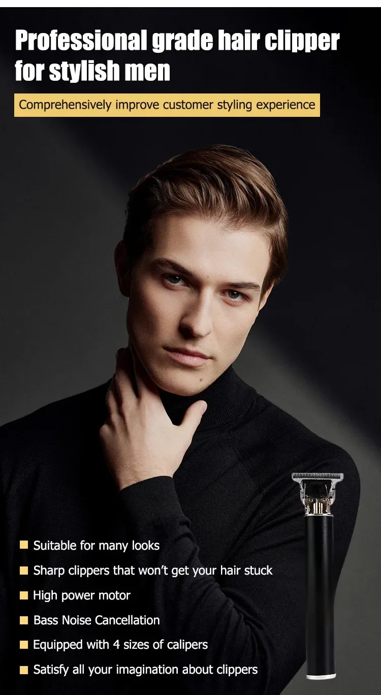 Elektrische Haarschneidemaschine Vintage T9 Clipper Haar wiederaufladbar Mann Rasierer Trimmer für Herren Friseur professioneller Haarschneider – Detail 5