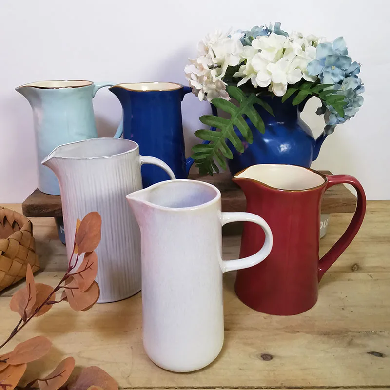 

Large Capaci Cerc Hand-Painted Pumpkin Suower Water Pot with Handle Tea Pot with Lid Flower Vase Practical Kitchenware