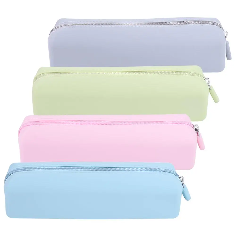 Durable Silicone Pen Bag Large Capacity Waterproof Pencil Case with Zipper Multi-function Cosmetics Storage Bag Travel