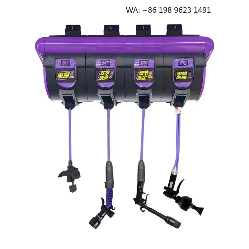 Professional  Car Wash Hose Reel Station 4-in-1 Air/Water/Power/Foam for Pressure Cleaning Auto Detailing Shops