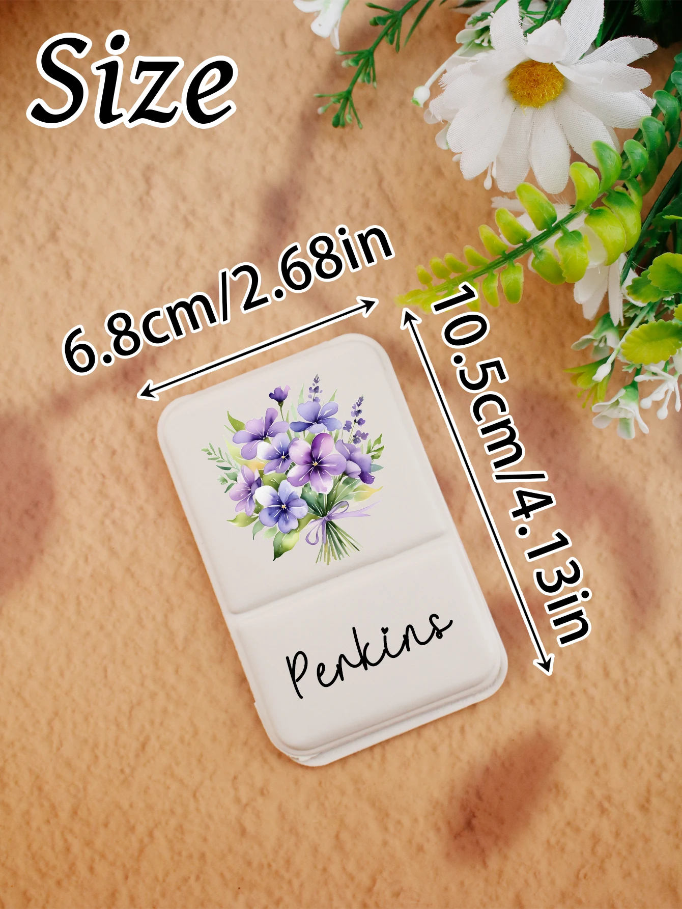 Custom Birth Flower Makeup Pocket Mirror,Personalized Name Stand-Up Folding Mirror,Customizable Travel Makeup Mirror,