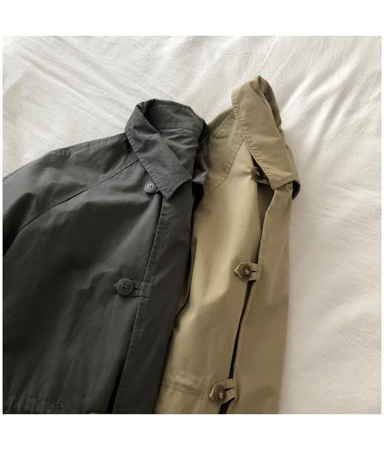 เสื้อโค้ทผู้หญิงทรงหลวมอเนกประสงค์ สำหรับฤดูใบไม้ร่วงและฤดูหนาว สไตล์ลำลอง ทรงตรง คอปกแบบสเวตเชิ้ต กระดุมเดี่ยว สีพื้น