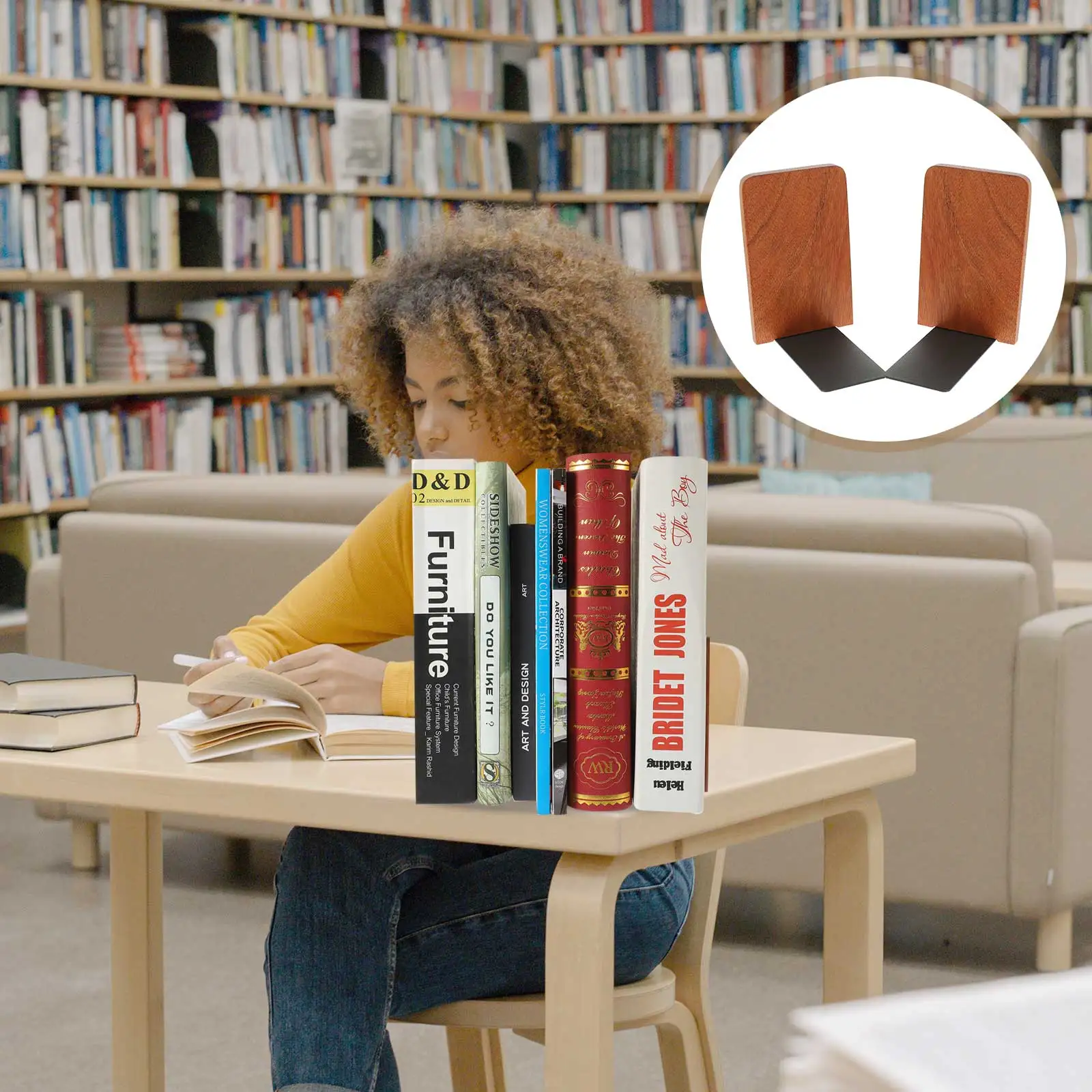 2 قطعة من مساند الدفتين المصنوعة من الخشب والألومنيوم حامل كتب قوي لسطح المكتب لرف الدراسة والمكتب ومنظم الملفات وحامل الكتب المزخرفة #1