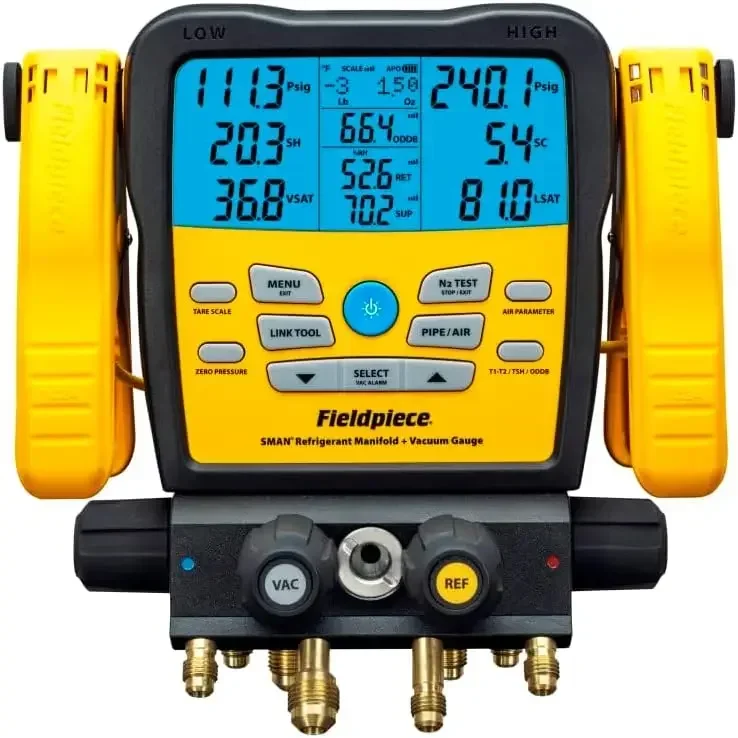 

Fieldpiece Wireless SMAN Refrigerant Manifold with Vacuum Gauge --Air Conditioning/Refrigerant Digital Gauges