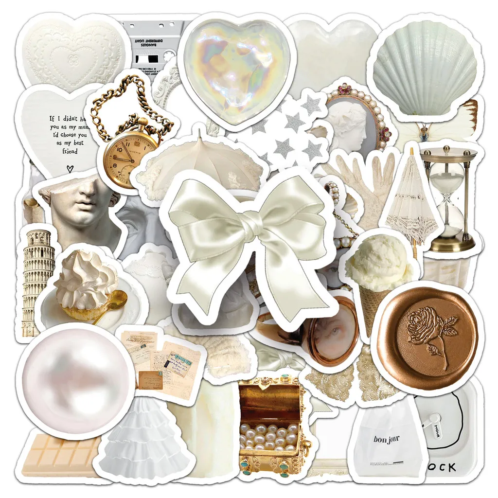 50PCS Weiß INS Stil Journal Aufkleber Nordic Cup Aufkleber Wasserdichte Dekor für Telefon Fällen Laptops BulingBulingStickers Shop
