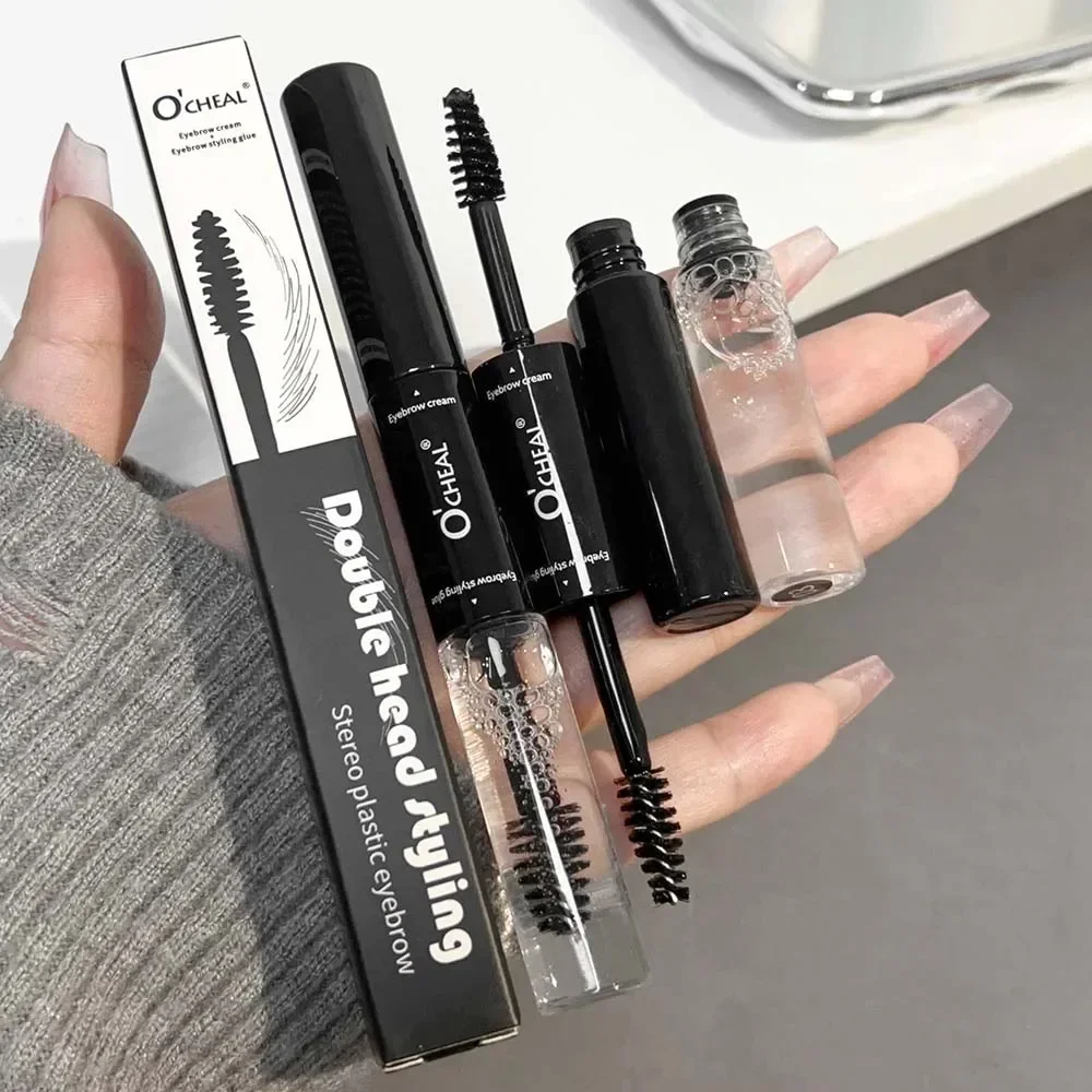 Gel coiffant pour sourcils, teinture noire et brune, Double extrémité, durable, teinte pour sourcils sauvages, cire transparente, liquide, crème, cosmétiques