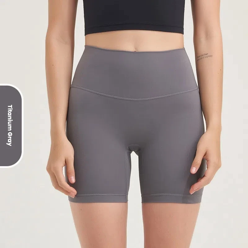 Double-Sided Brushed High-Waist Yoga Shorts for Women Butt-Lifting Fitness Shorts Quick-Dry Workout Shorts Three-quarters Pant