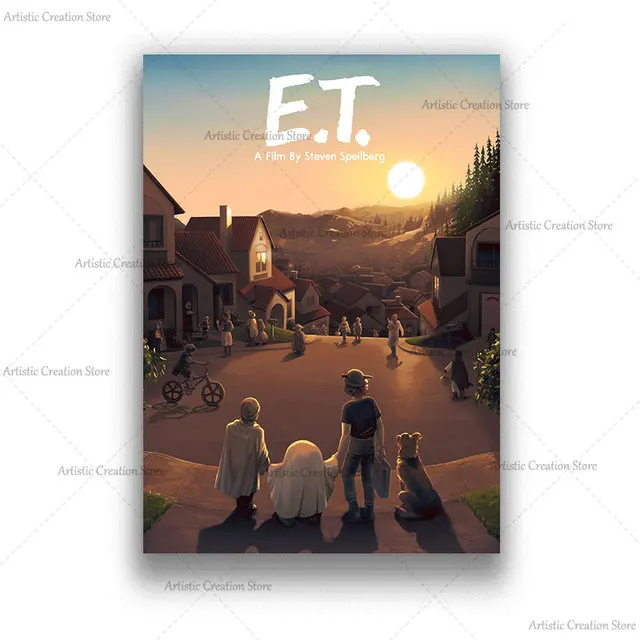 E.T. De buitenaardse filmposters Klassieke Sci-fi Film Art Canvas Prints Schilderij Muurfoto's Slaapkamer Muur Home Decor