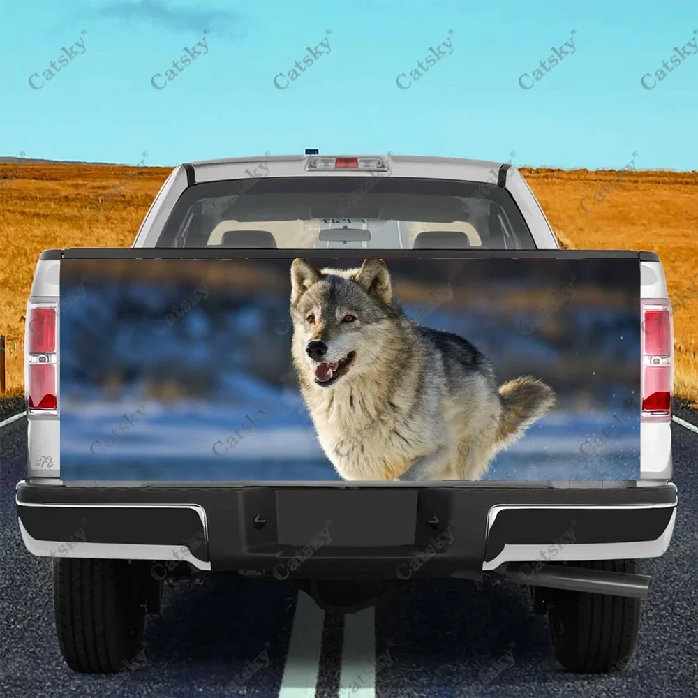 

DIY Running Wolf Printing Car Tail Trunk Protect Sticker Decal Car Hood Automobile Decoration Sticker for SUV Off-road Pickup