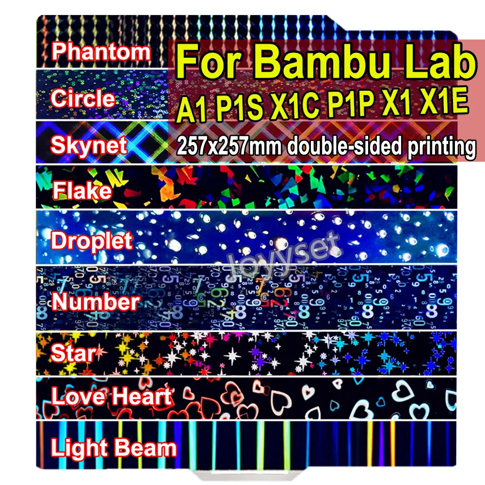 

Сборная пластина для Bambulab Bamboo A1 P1S X1 Carbon PEI Sheet PEO PET Двусторонняя пружинная стальная пластина с 3D-печатью для Bambu P1P X1E