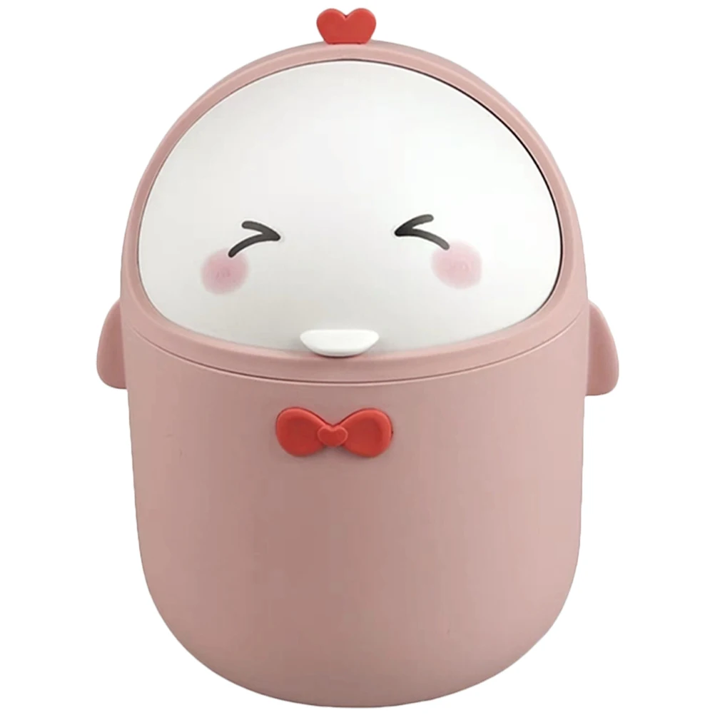 

Small Trash Can Mini Cartoon Garbage with Lid Decorate Cute Desktop Tiny Bin Pink Office