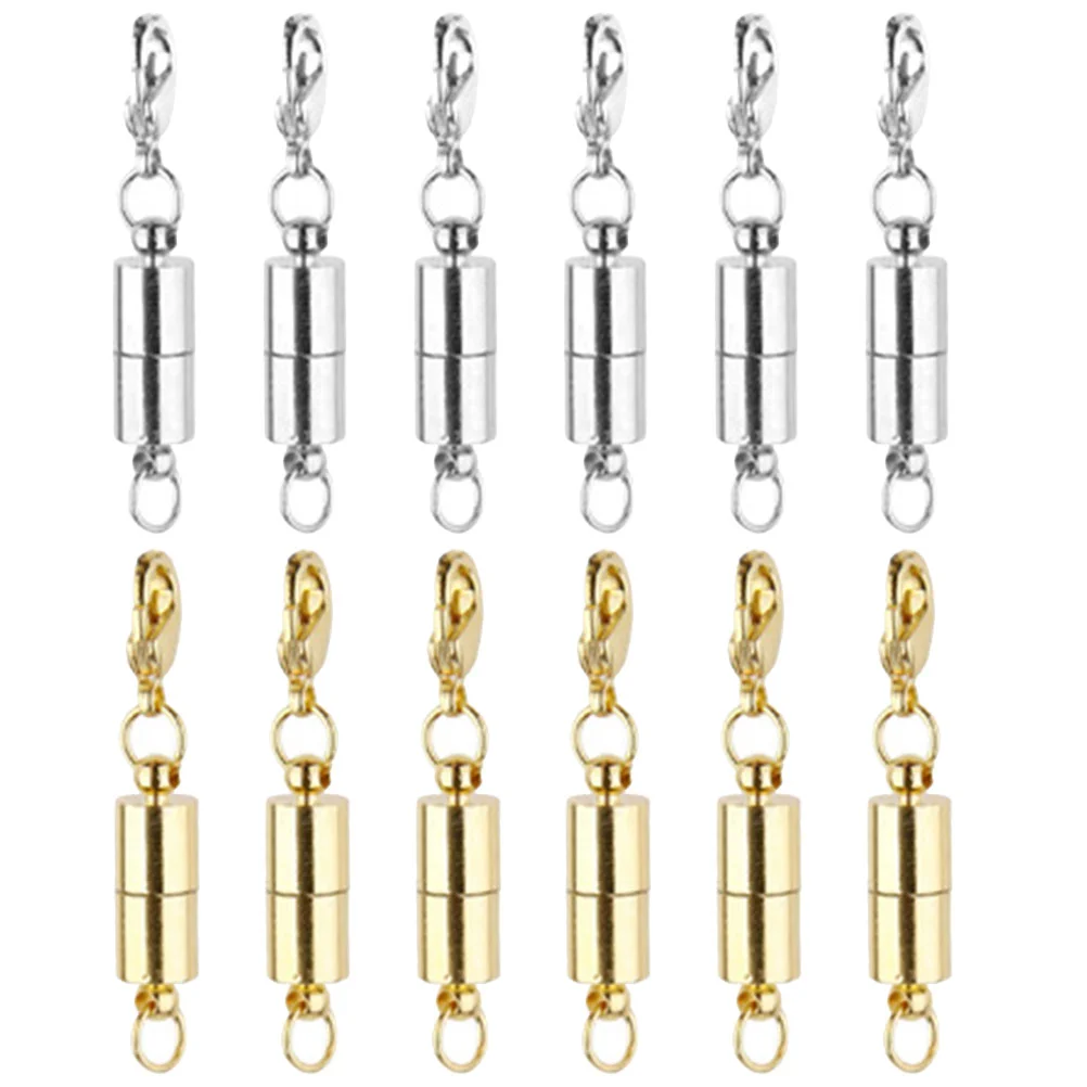 

12 Pcs Necklace DIY Jewelry Making Clasps Lobster Magnet Connectors Bracelet Copper Magnetic Closures