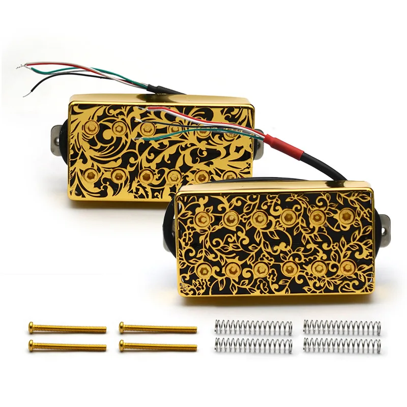 

Alnico5 Guitar Pickup Double Coil 4 Conduct Cable Pickup Hollow Brass Cover Guitar Parts 7.5k/15k Pickups Accessories for LP