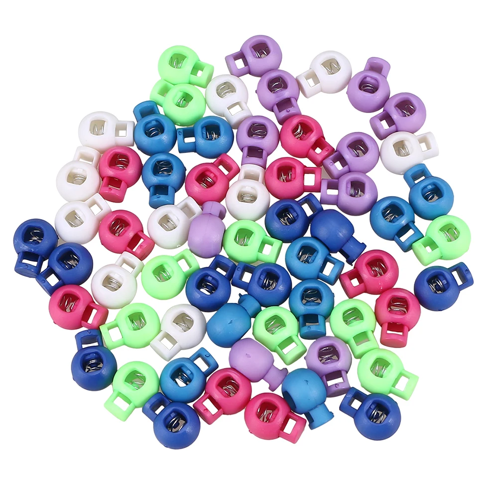 

60pcs Spring Buckle Adjustable Elastic Locks Plastic Rope Buttons Cord Catcher Clothing Accessories Hoodie Sweatpants Shoes