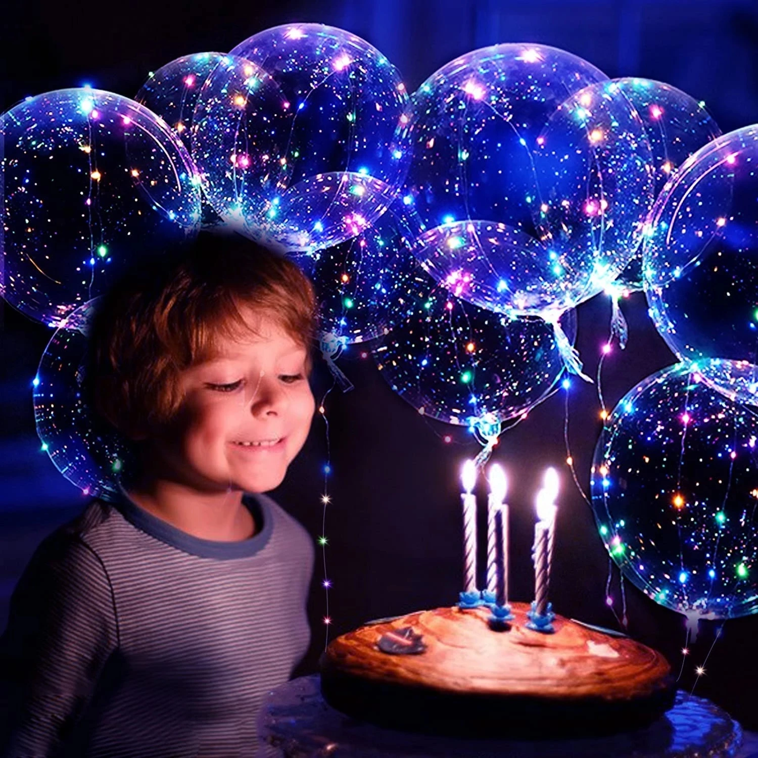 20Inch Glow Clear Bubble Balloon LED Light Up BoBo Balloons for Baby Shower Christmas Birthday Party Valentine\'s Day Decorations
