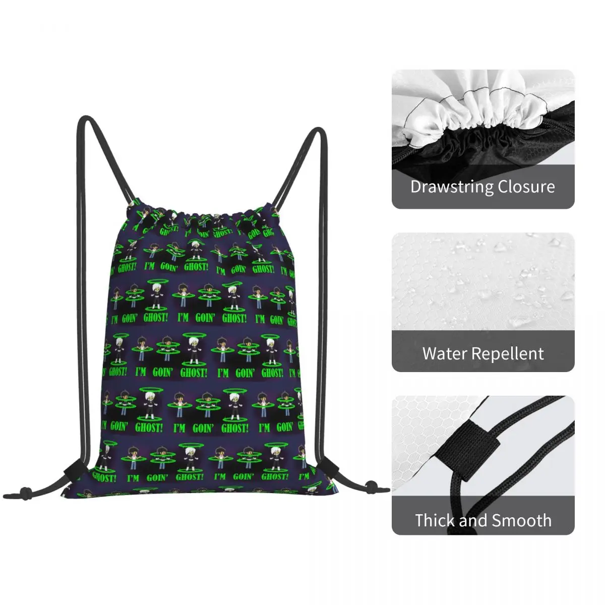 I'm Going Ghost Backpacks Fashion Drawstring Bags Shoes Bag Book Bags for Travel Students