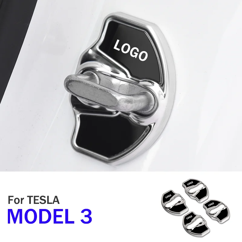 

Car Door Lock Cover For Tesla Model 3 Auto Styling SUS 304 Stainless Steel Sticker Auto Emblems Exterior Accessories