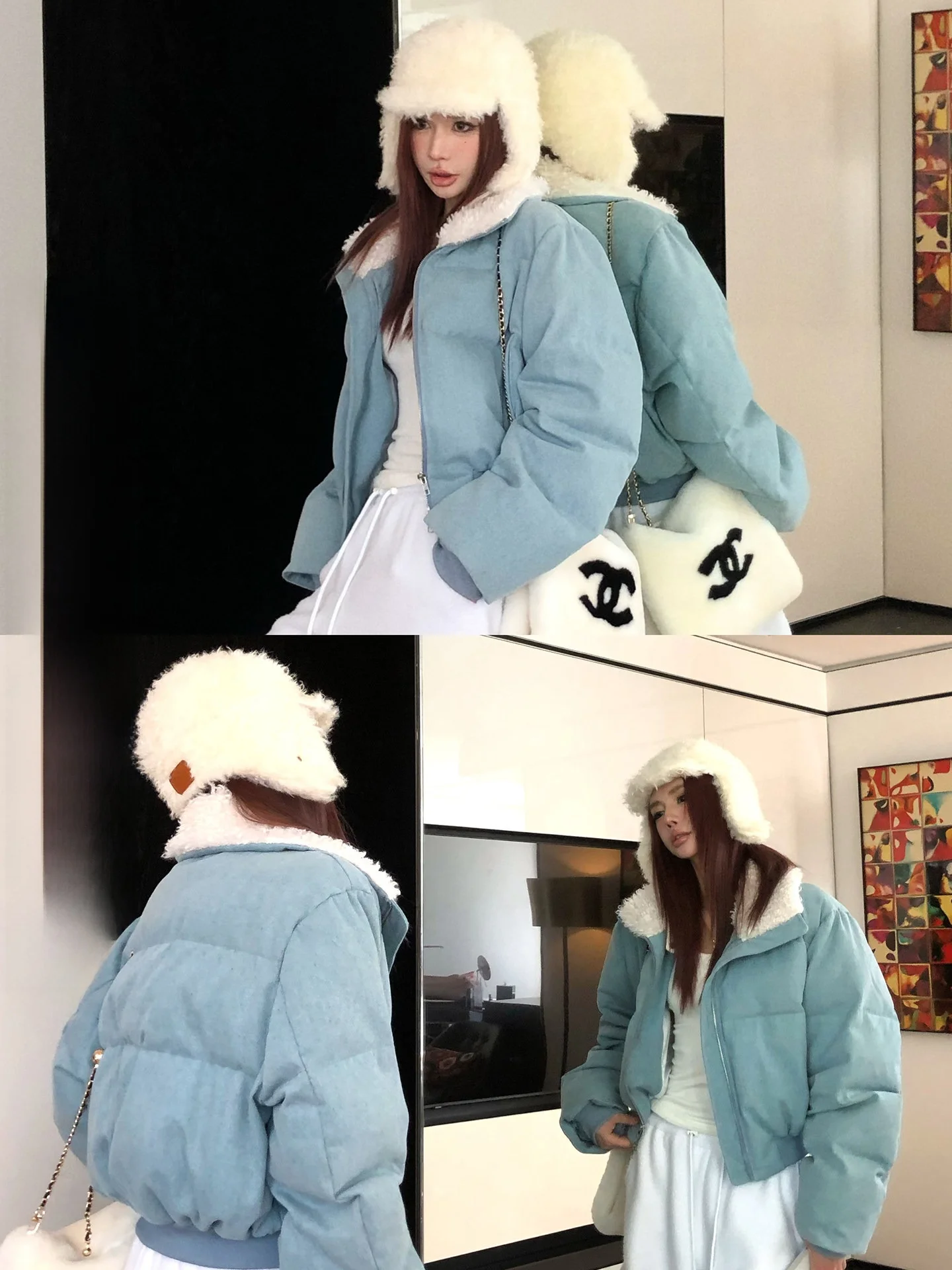 

Loose Short Cotton Jacket Women's Winter Outerwear Warm Flap Collar Filled Inner American Style Ladies' Top