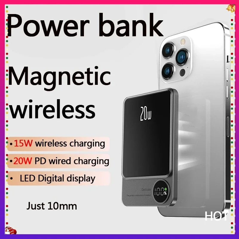 

10000mAh Alloy Macsafe Powerbank Magnetic Power Bank Wireless Fast Charger For iPhone 15 14 13 12 11 Backup battery For Magsafe