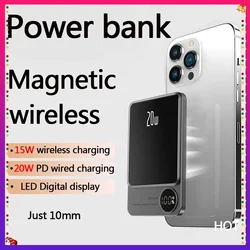 10000mAh Alloy Macsafe Powerbank Magnetic Power Bank Wireless Fast Charger For iPhone 15 14 13 12 11 Backup battery For Magsafe