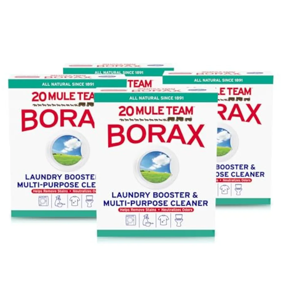 

20 Mule Team All Natural Borax Detergent Booster Multi-Purpose Household Cleaner,,4 Count