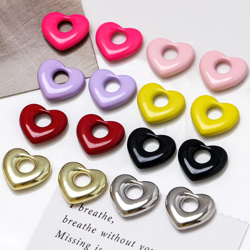 10Pcs Colorful Cute Heart Love Charms Pendant for Women Handmade Necklaces Bracelets Earrings Wholesale Accessories