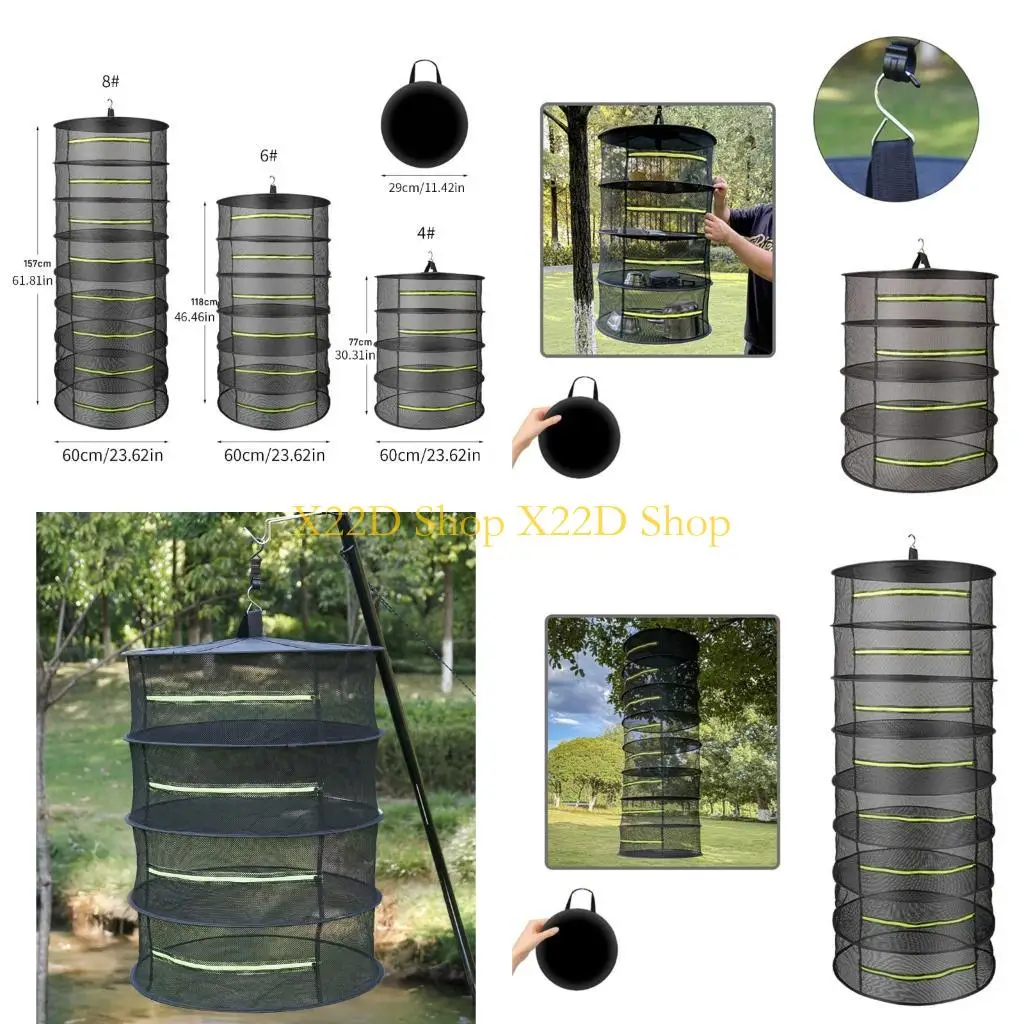 

X22D Ventilated Circular Organiser With Hanging Hook Space Efficient Mesh Drying Rack For Apartments Camping