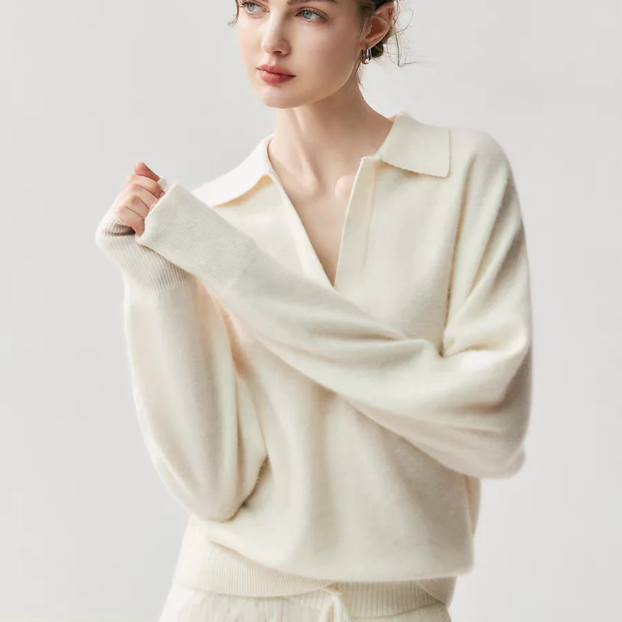 

Loose Women's Knitted Sweater Turn-down Collar Oversize Faionable Base Layer Long Sve Super Soft Winter New Arrival