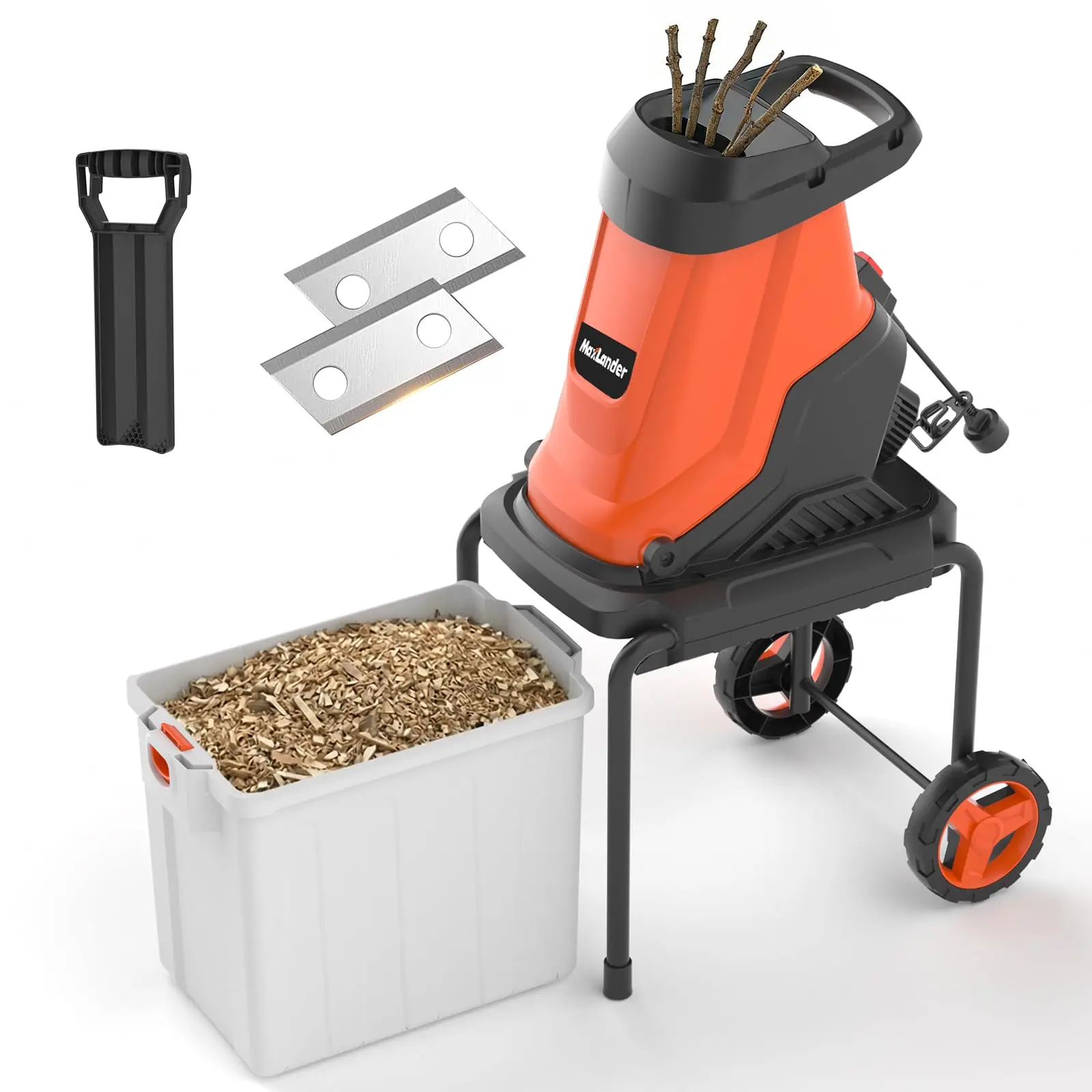 15-Amp Electric Wood Chipper Shredder with 50L Collection Bin