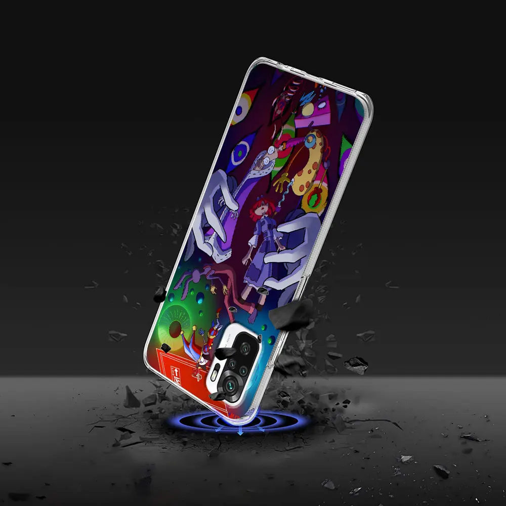 Pomni Amazing Digital Circus Case for Xiaomi Redmi Note 8 10 10S 13 11E 9 12S 12 11 Pro Plus 11S 11T Transparent TPU Phone Cover