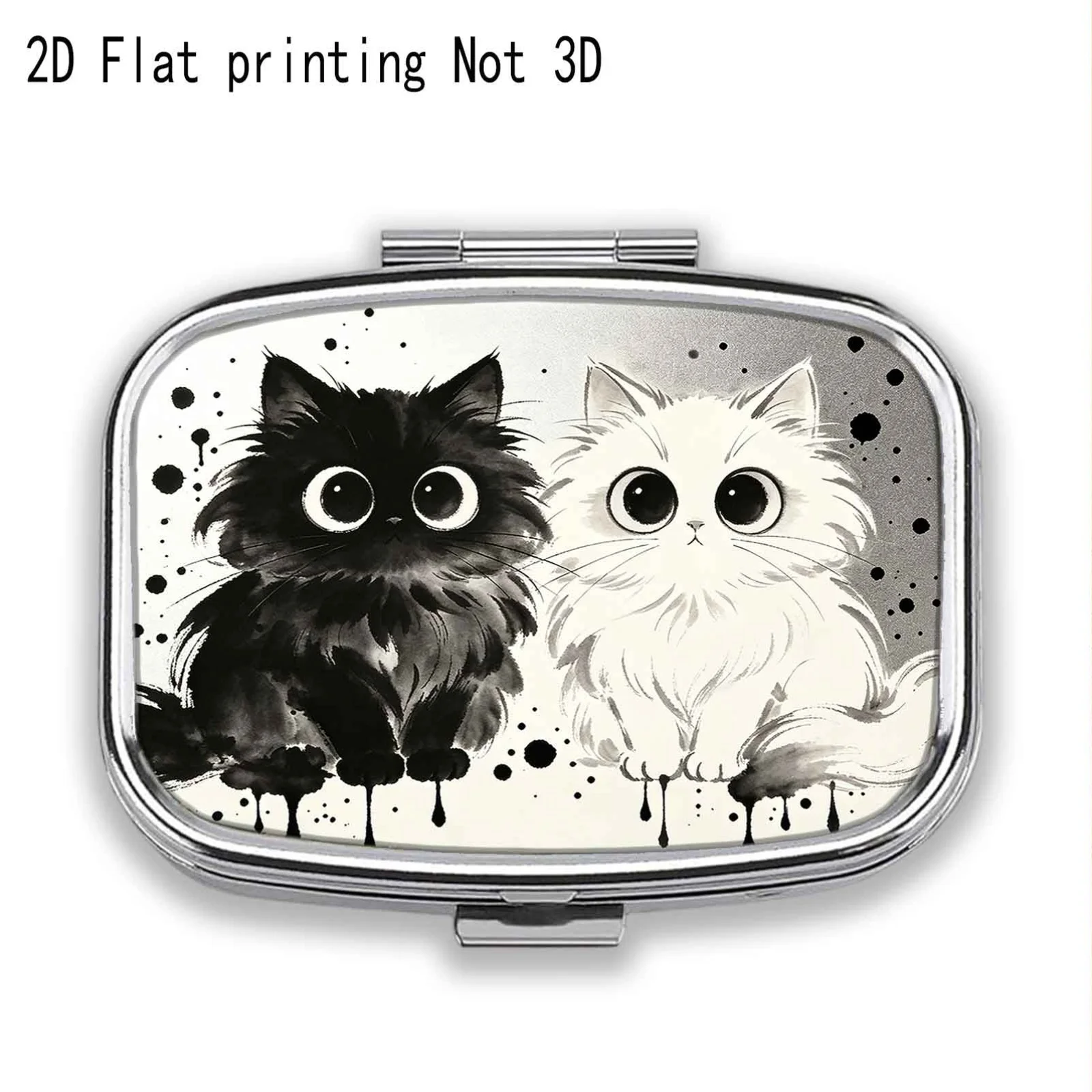 Black and White Cat Design·Creative Small Jewelry Box·Daily Use Small Medicine Box. Divided into Compartments - a Healthy Gift, Exquisite and Convenient for Carrying on Business Trips, for Storing Small Items, Easy to Organize, Ideal for Gift-Giving