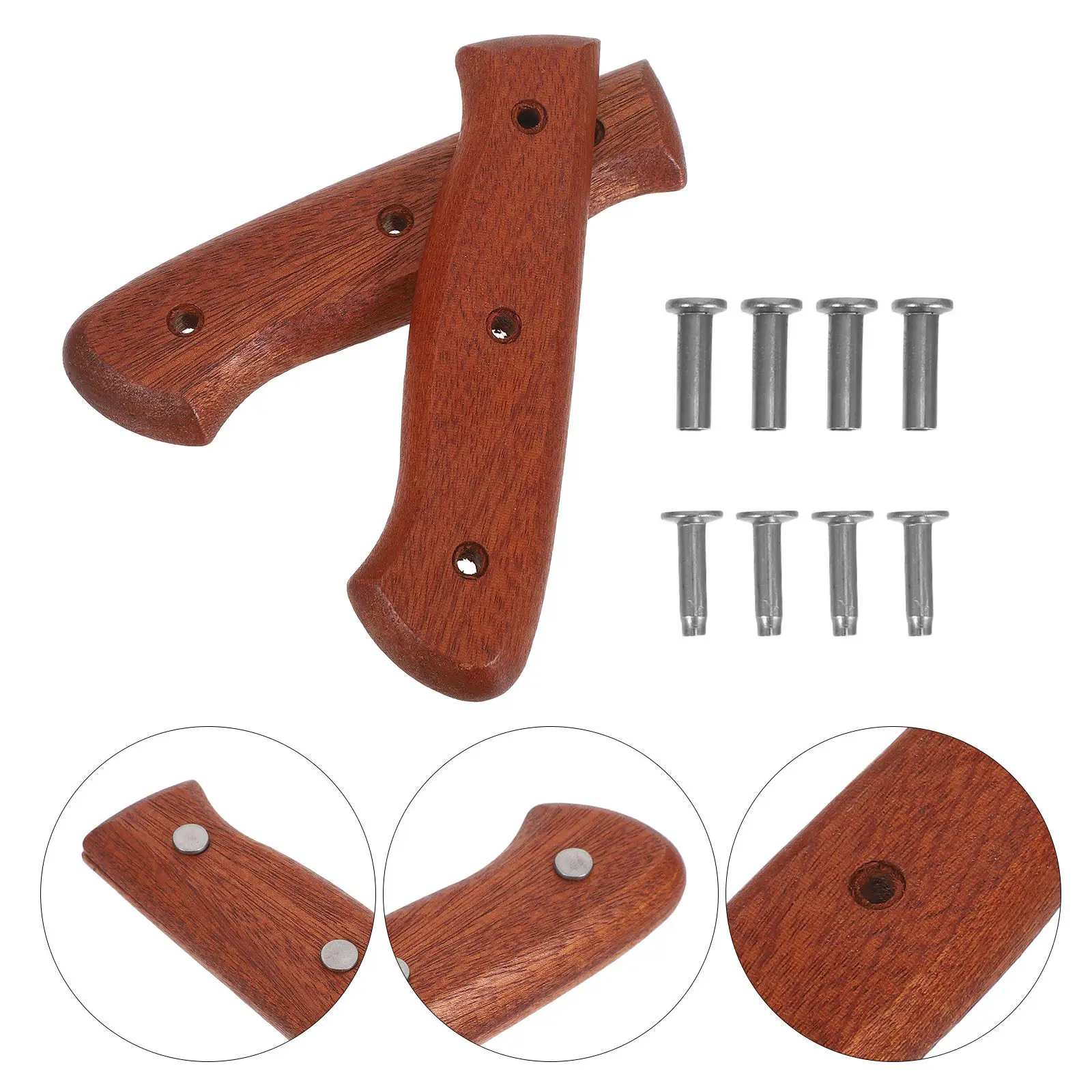 Knife Cutter Handles Wooden Non-Slip Handle For Kitchen Knife Replacement With Mounting Rivets Ergonomic Grip Cutter Repair view 3