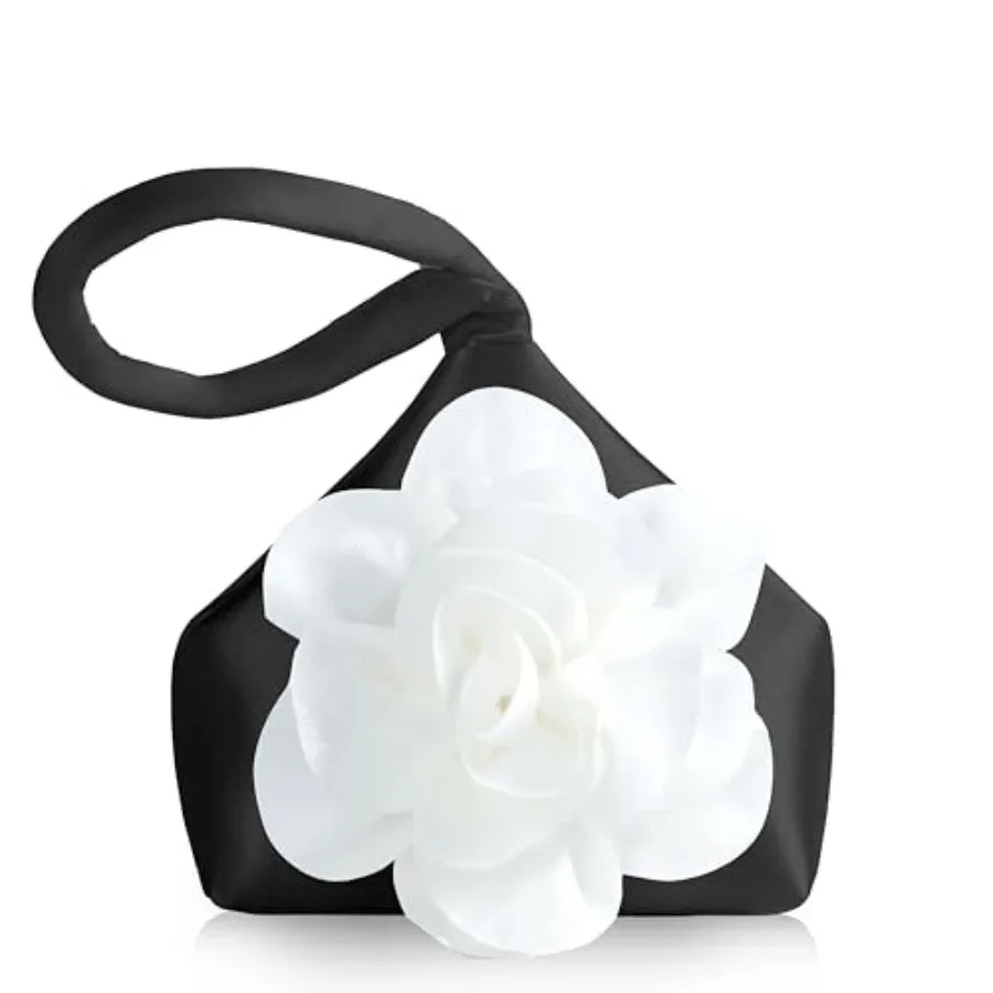 Clutch Purses for Women - Evening Bags Flower Satin Handbag Classy Wristlet Purse for Party Daily Wedding