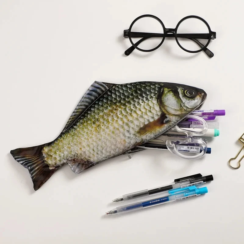 Creative Funny Fish Pencil Case Pencil Bags Trend Korean Style Simulation Fish Stationery Bag For School Supplies Cute Gift - view 2