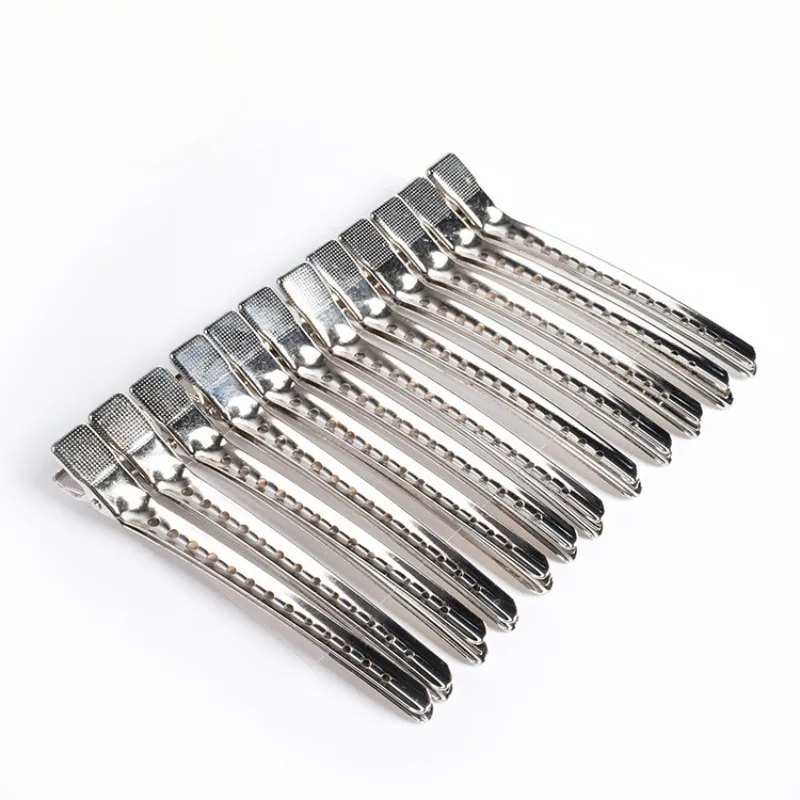 12pcs Hair Care Clips Stainless Steel Hairdressing Sectioning Clips Clamps For Hairdressing Barber Hair Cut Use Styling Tools