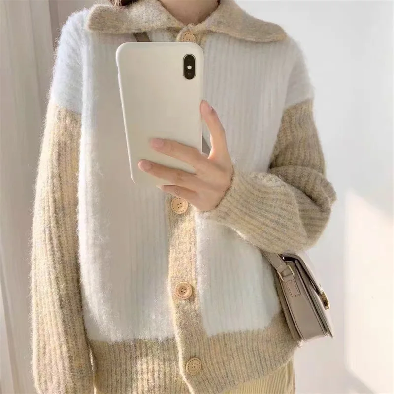 

2024 Women's Polo Collar Knitted Sweater New Autumn Style Loose Jacket Long Sleeved Knitted Top Factory Direct Sales A243
