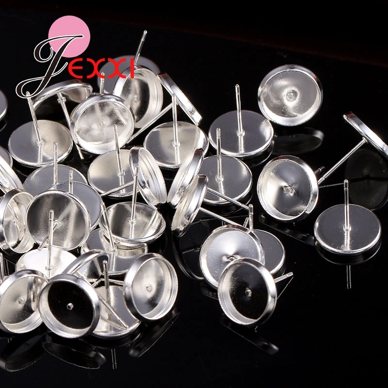 12MM Inner Dia. 50PCS 925 Sterling Silver Stud Earring Making Components Pins Needles DIY Ear Findings Wholesale Price Fast Ship