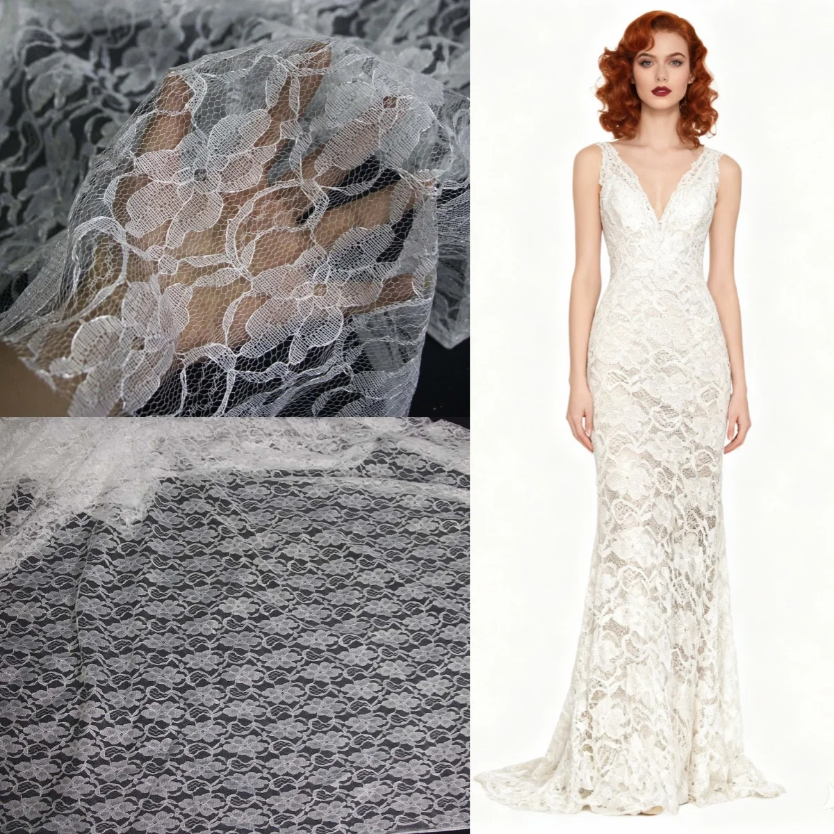 

New White Soft Lace Mesh Lace Fabric Wedding Photography Background Tablecloth Sofa Clothing Curtain Fabric