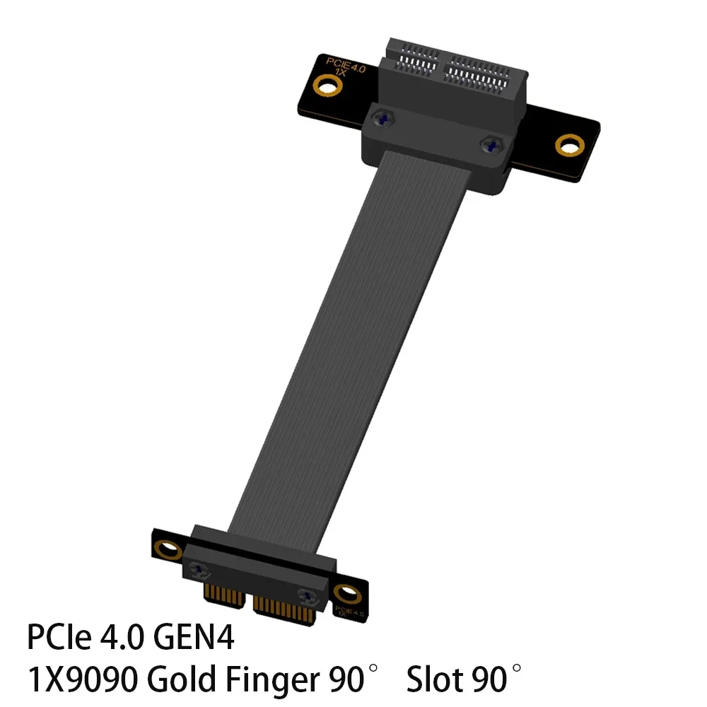 PCI-E 1X Riser Cable Dual 90 Degree Right Angle GEN4 PCIe 4.0 X1 to X16 Slots Shielded Extension Cable PCI Express x1 Riser Card