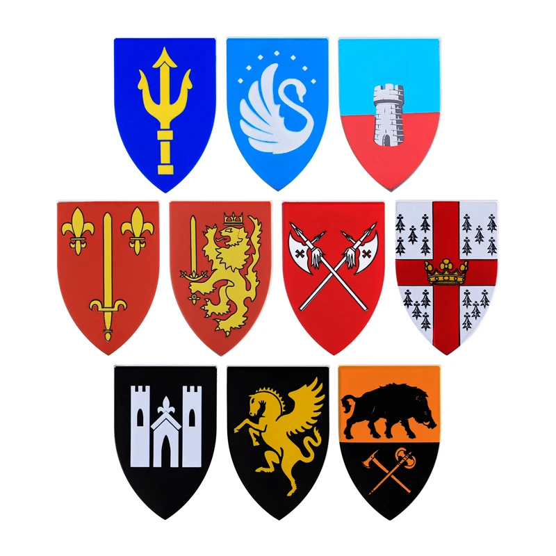Medieval Military Knights Wofl Shields Building Blocks Middle Age Soldiers Weapons Accessories Armor Bricks Toys Kids Gift