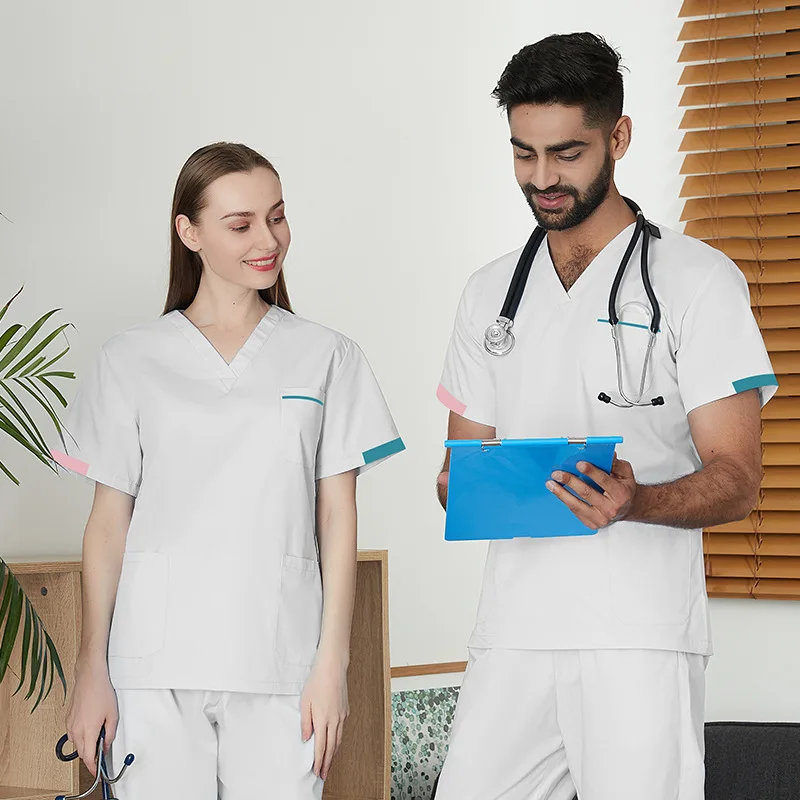 Roupas de trabalho de manga curta, Roupa de Lavagem Médica, Fato Dividido, Escova de Mão, Enfermeira Oral e Dentária, Roupa Cirúrgica