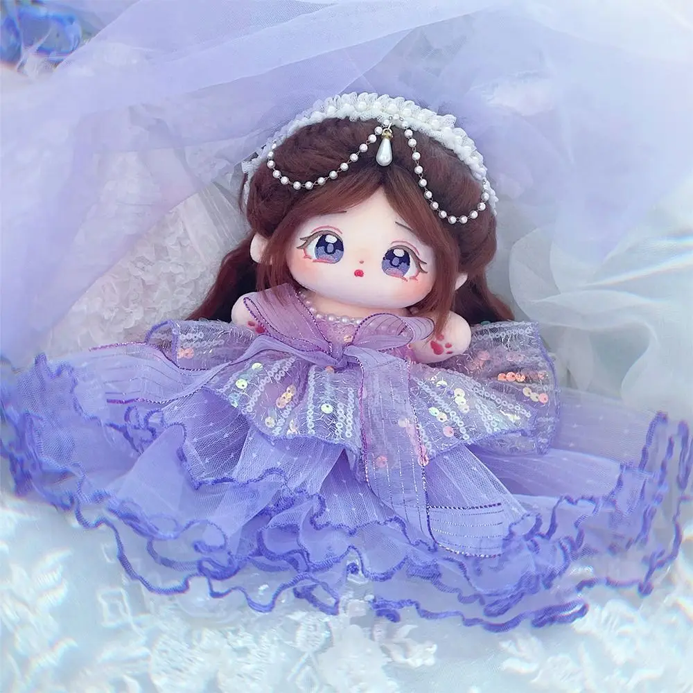 

20CM Doll Clothes Doll Accessories Blue Purple Miniature Formal Attire Headdress Changing Dressing Game Mini Ceremonial Dress