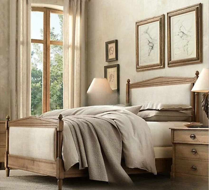 Muebles americanos de madera maciza de roble retro antiguo 1,5*1,8 metros cama doble cama individual para niños