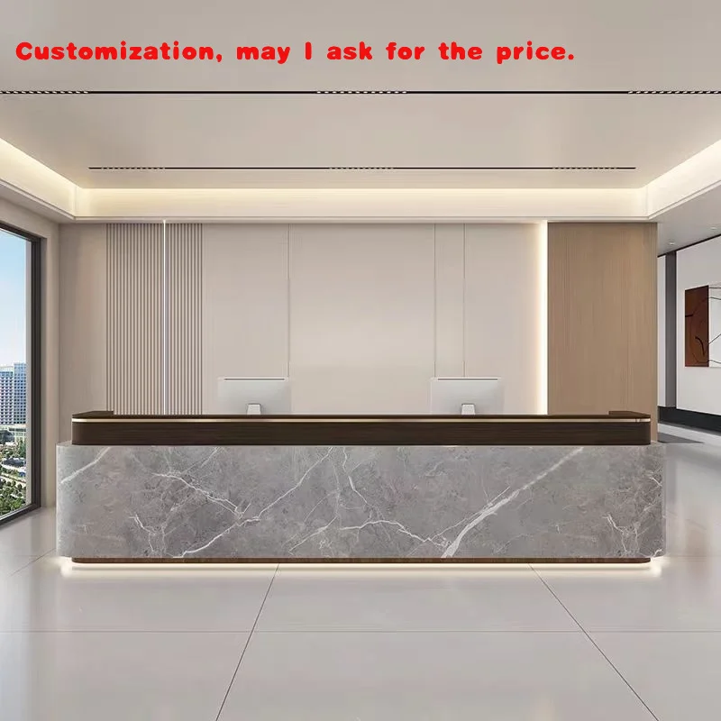 custom.YS-0273 Custom Simple Modern Wood Reception Desk Office Living Room Hotels Beauty Salons Paint Company Front Desk Use