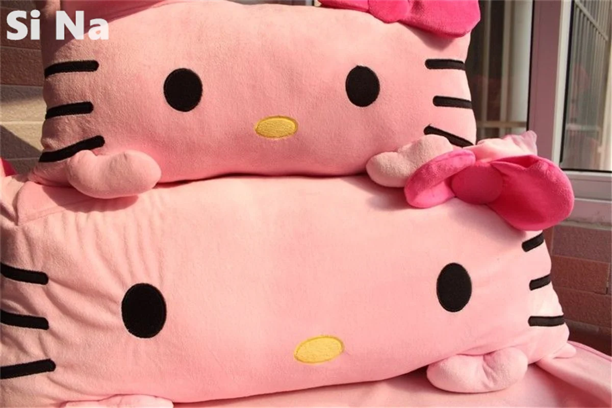 Kawaii Hello Kitty lungo grande rosa peluche cuscino morbido Comfort peluche cuscino con nucleo per camera da letto casa Decro regalo di compleanno